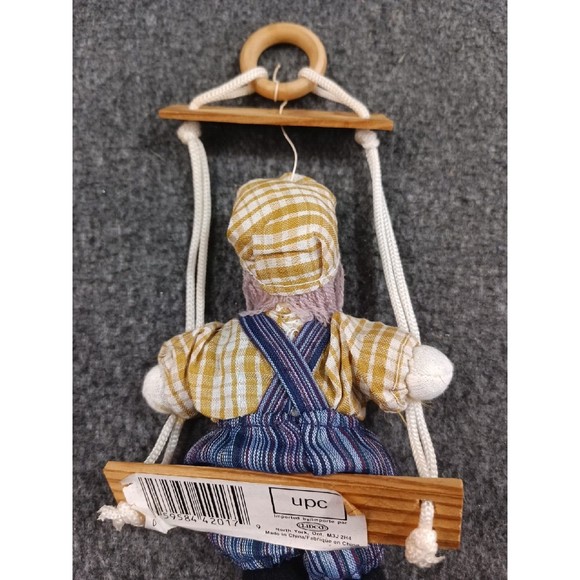 Vintage Porcelain Dolls Marionette Boy & Girl On A Wooden Swing Clown Doll - Picture 12 of 14